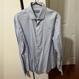 Michael Kors Men's Pale Blue Dress Shirt with Spread Collar
